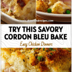 Baked Chicken Cordon Bleu Casserole topped with golden Stove Top stuffing crumbs and melted cheese